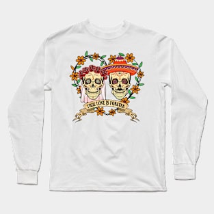 Mexican Sugar Skull Long Sleeve T-Shirt